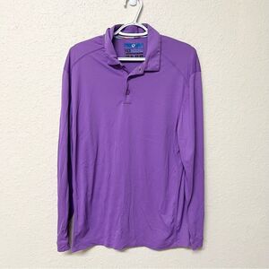 Ibkul Mens Polo Shirt Collared Long Sleeve UPF +50 Sun Protection Size M Purple